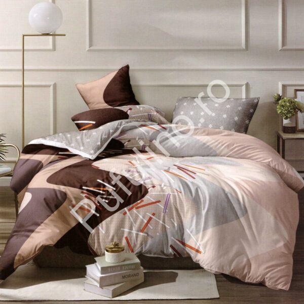 Lenjerie Bumbac Satinat- 4 Piese - Pat 2 Persoane-PUF5130