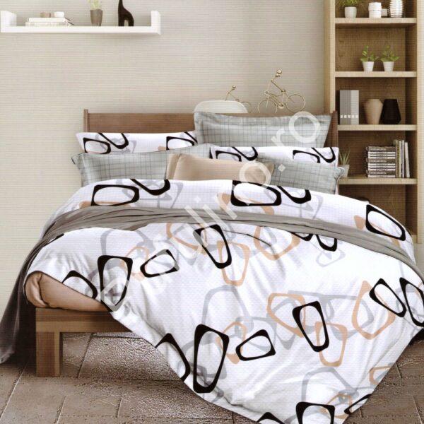 Lenjerie Bumbac Satinat- 4 Piese - Pat 2 Persoane-PUF5135