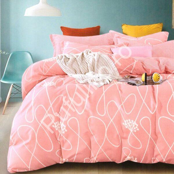 Lenjerie Bumbac Satinat- 4 Piese - Pat 2 Persoane-PUF5137