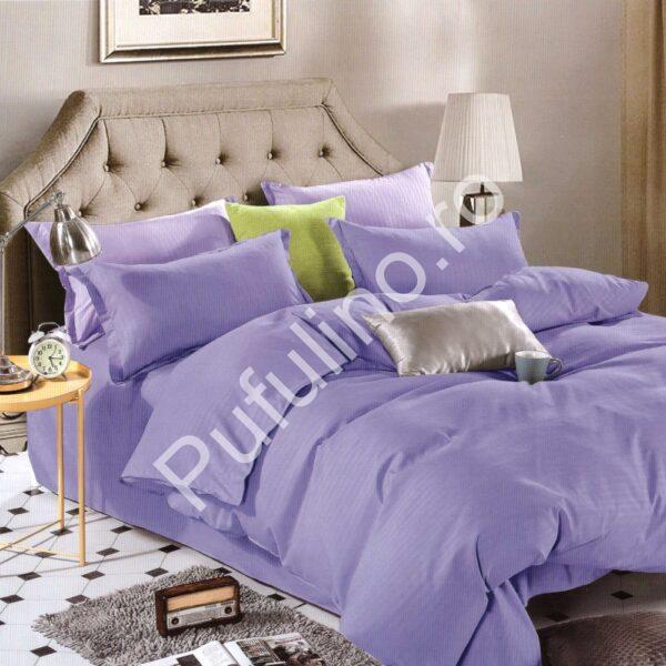 Lenjerie de Pat Damasc, Lila, 4 Piese, Pat 2 Persoane - PUF5481