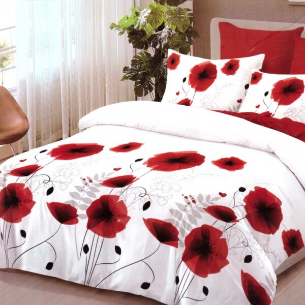 lenjerie de pat finet cu flori rosii (2) de pat finet cu flori rosii