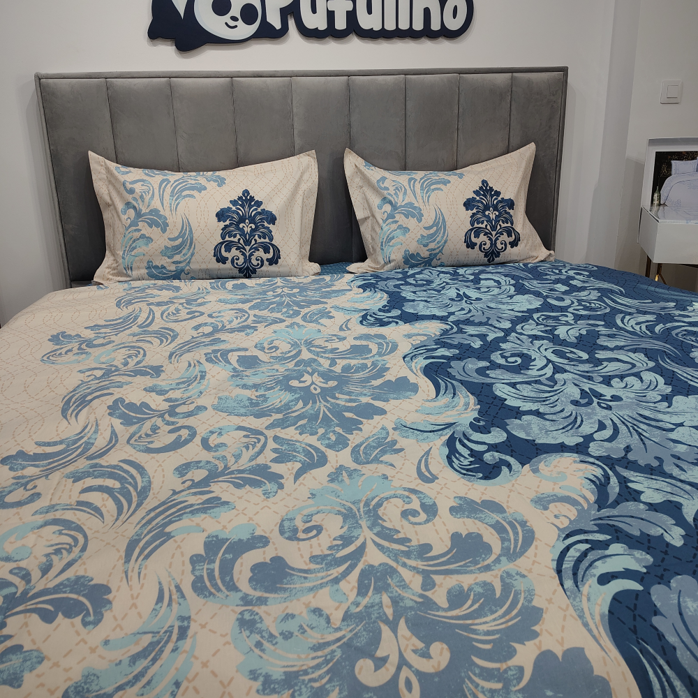 lenjerie de pat bumbac poplin albastra cu prnamente (2) lenjerie de pat bumbac poplin albastra cu prnamente