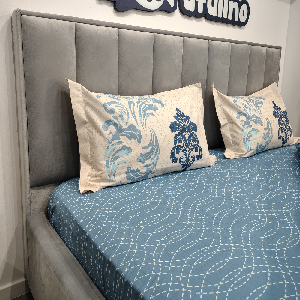 lenjerie de pat bumbac poplin albastra cu prnamente (3) lenjerie de pat bumbac poplin albastra cu prnamente