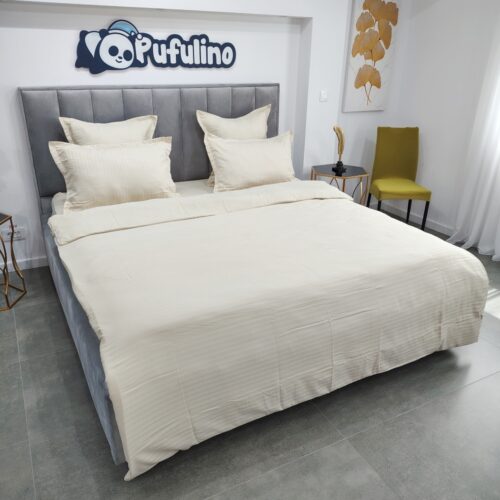 lenjerie de pat model damasc crem