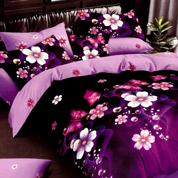 Lenjerie finet gros violet cu flori PUF7676