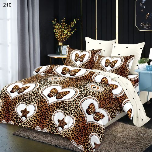 lenjerie de pat finet maro cu inimioare