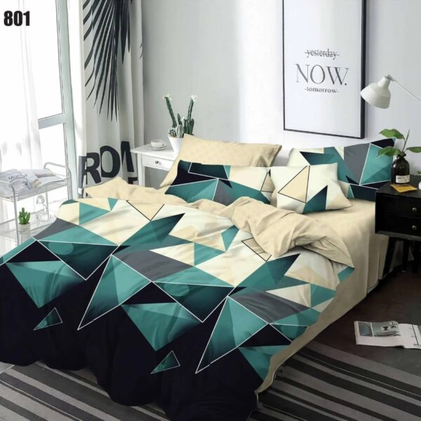 lenjerie de pat verde cu forme geometrice