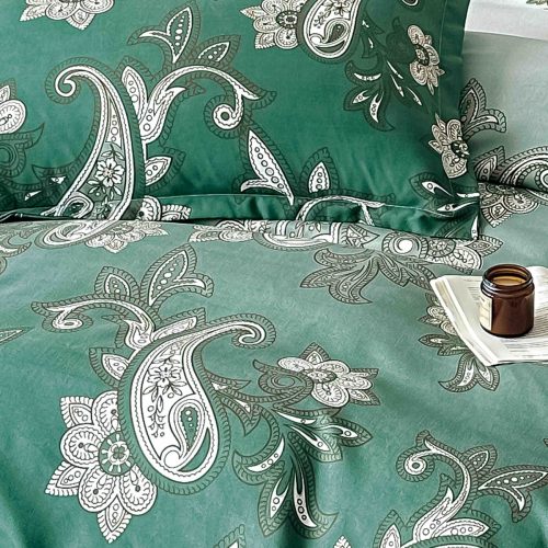 lenjerie finet verde cu ornamente royal pat single sau dublu