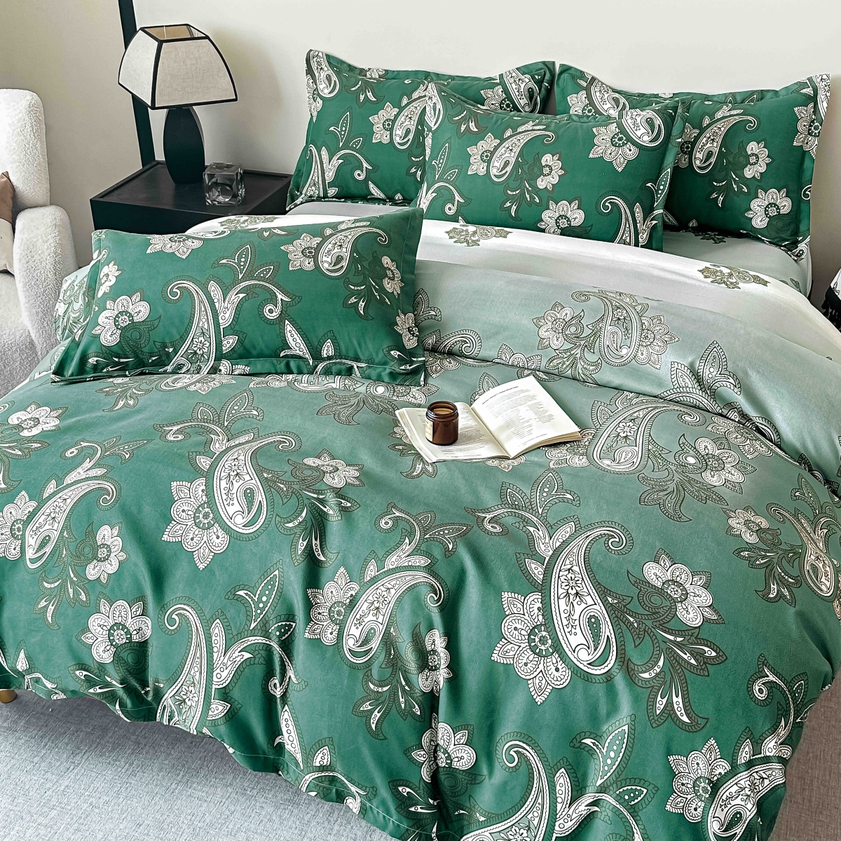 lenjerie finet verde cu ornamente royal lenjerie finet verde cu ornamente royal