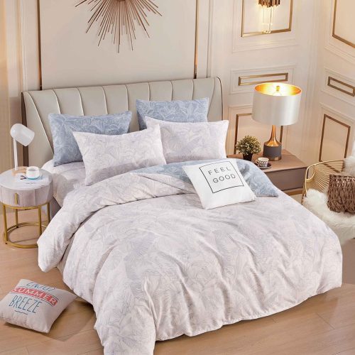 lenjerie crem albastru cu frunze simple