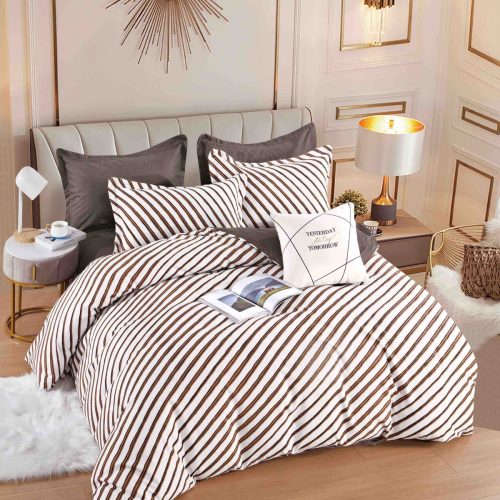 lenjerie crem maro cu dungi subtiri