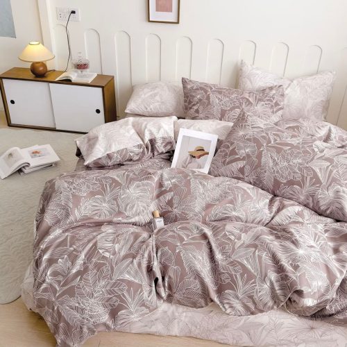 lenjerie maro cu frunze simple