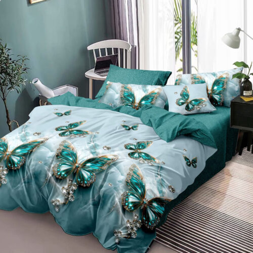 lenjerie turcoaz cu fluturi