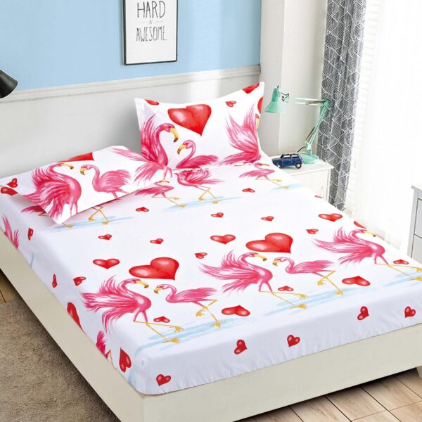 Husa alba cu flamingo