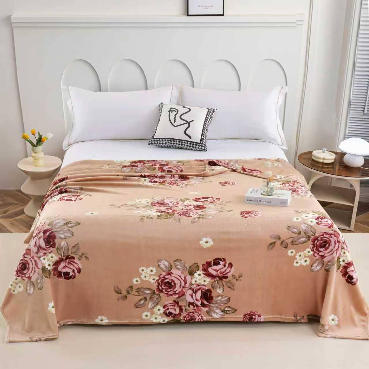 patura cocolino bej cu flori patura cocolino bej cu flori