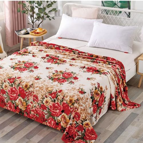 patura cocolino cu flori rosii