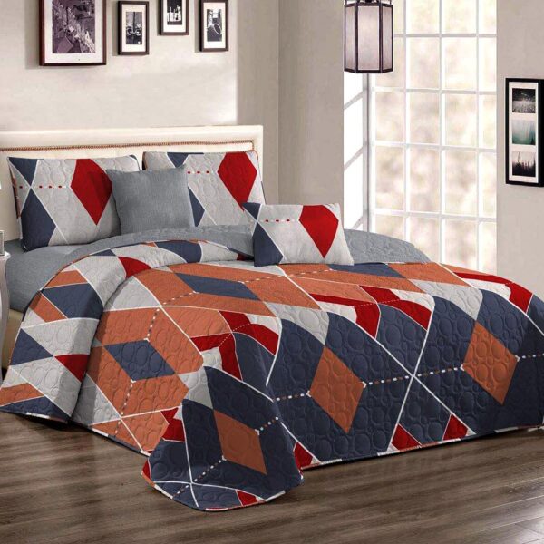 Cuvertura de pat multicolora cu forme geometrice