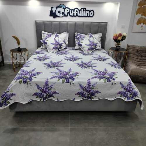 cuvertura de pat alba cu fori de liliac (3)