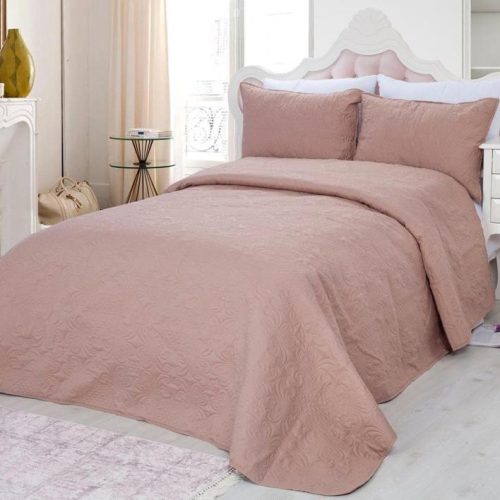 Set Cuvertura Matlasata model uni Bej, 3 Piese, Pat 2 Persoane, 220×240 Cm - PUF16144