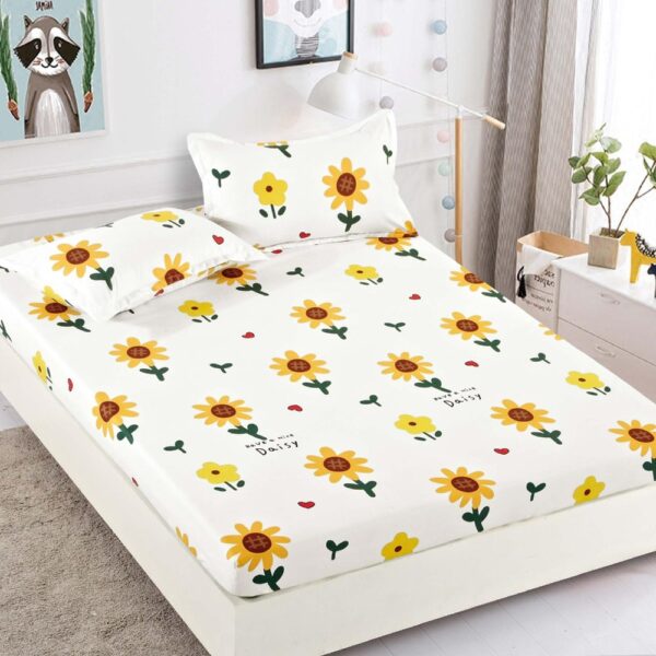 husa de pat din finet cu floarea soarelui