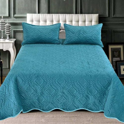 Cuvertura catifea turcoaz