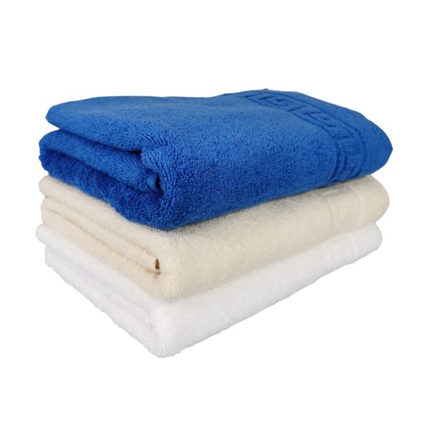 set 3 prosoape alb, crem si albastru