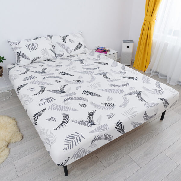 husa de pat cu elastic din bumbac 100% ranforce - fulgi alb