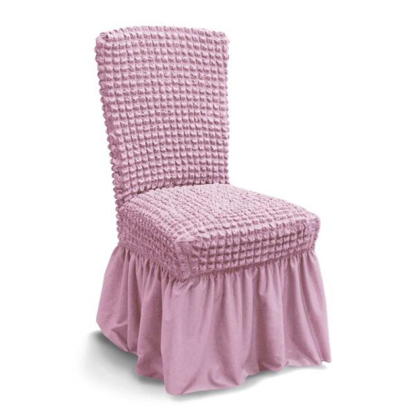husa de scaun creponata cu volane - roz