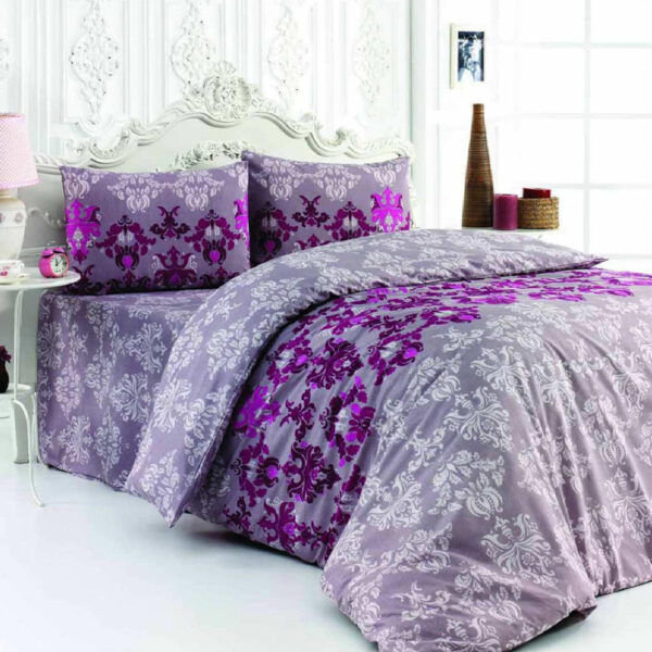 lenjerie din bumbac 100% ranforce lila-mov