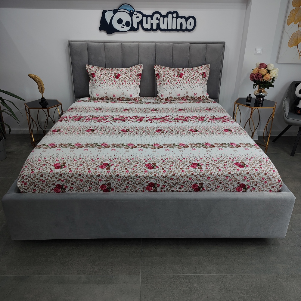 husa de pat bumbac finet alba cu trandafiri husa de pat bumbac finet alba cu trandafiri