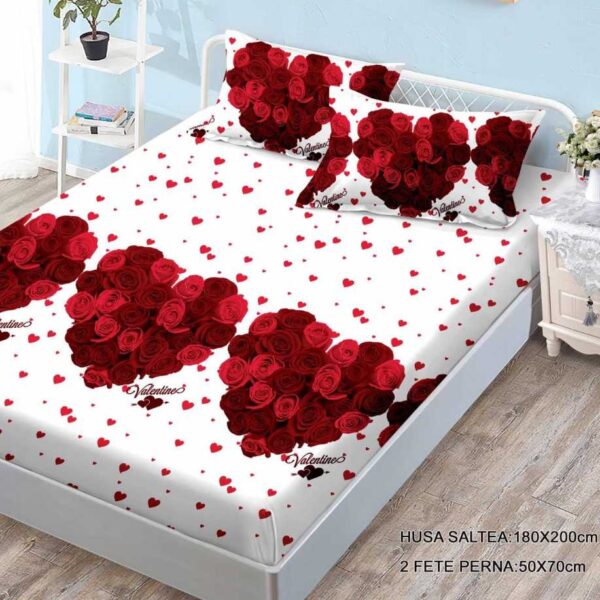 husa de pat cu elastic cu trandafiri
