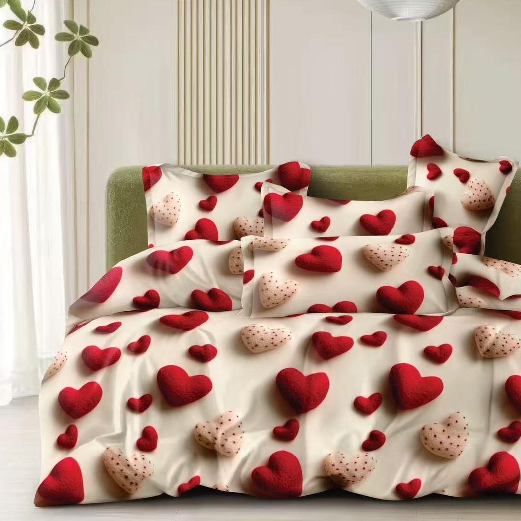 lenjerie bumbac satinat bej inimioare lenjerie bumbac satinat bej inimioare