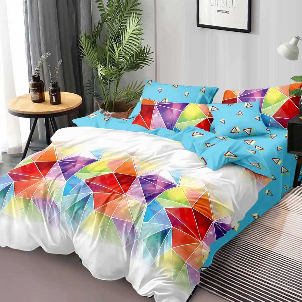 lenjerie de pat cu forme geometrice colorata