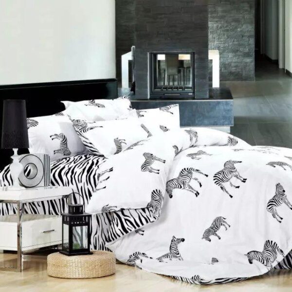 lenjerie din bumbac satinat zebra