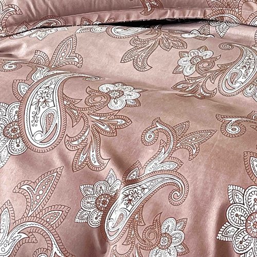 lenjerie din finet maro roscat cu ornamente pat dublu sau single