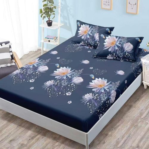 husa bleumarin cu flori albe