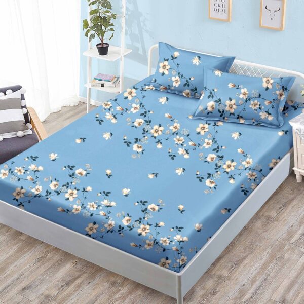 husa de pat cu elastic albastra