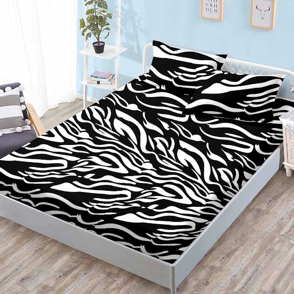 husa de pat cu elastic zebra