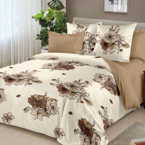 lenjerie bej cu flori maro