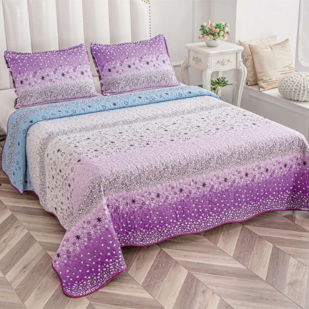 set cuvertura de pat lila colorata