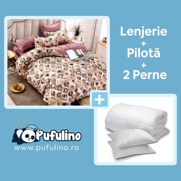 set-lenjerie-de-pat-cu-pilota-si-perne-colorata