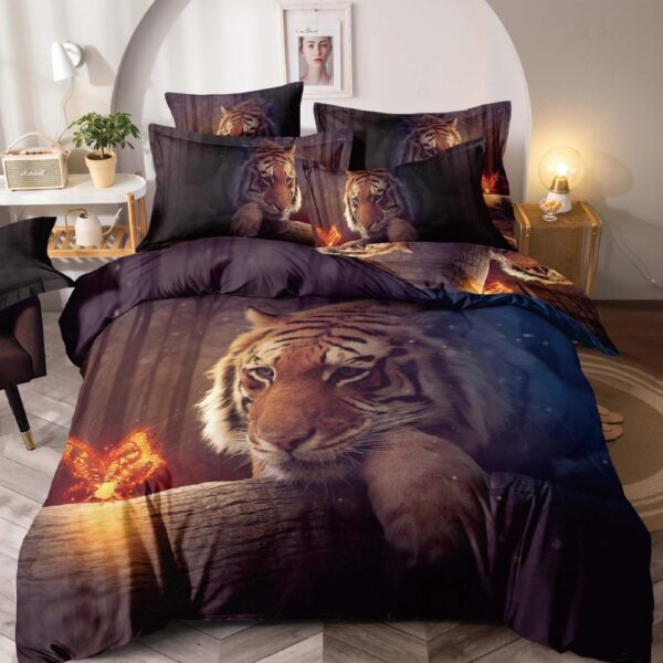 lenjerie de pat bleumarin cu tigri