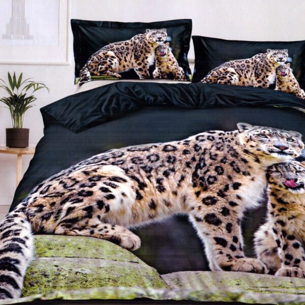 lenjerie de pat bumbac satinat 5d cu ghepard
