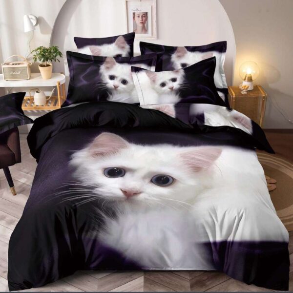 lenjerie de pat cu pisicute albe