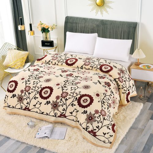 patura groasa crem cu flori