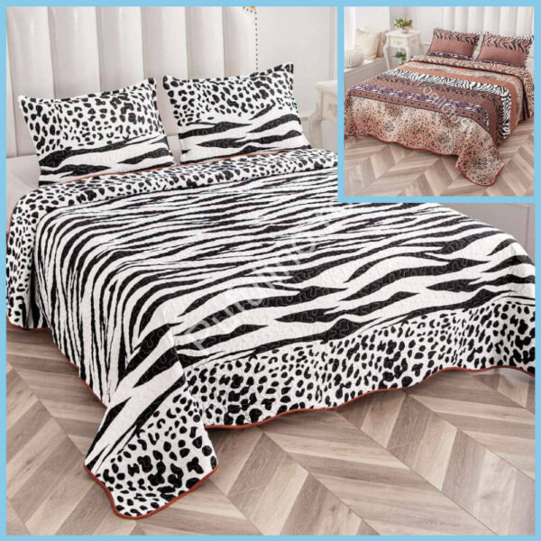 set cuvertura de pat cu doua fete alb negru