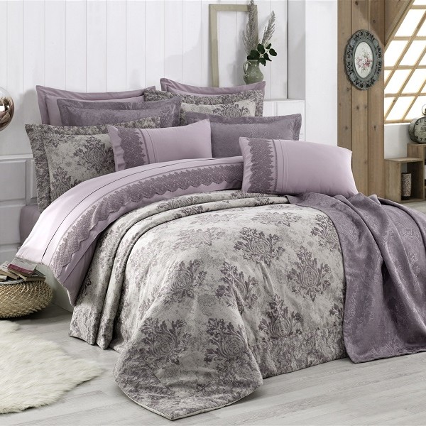 set lenjerie + cuvertura de lux avangarde lila
