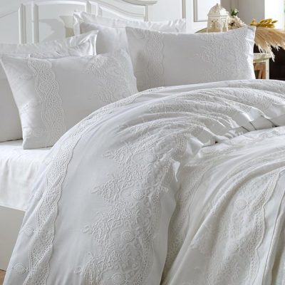 set lenjerie + cuvertura de lux duru