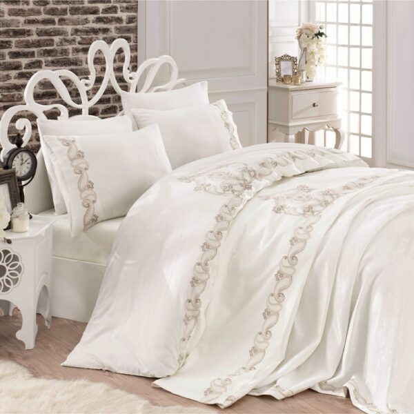 set lenjerie + cuvertura de lux zeren crem