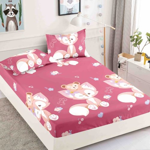 Husa de pat cu elastic pink fox
